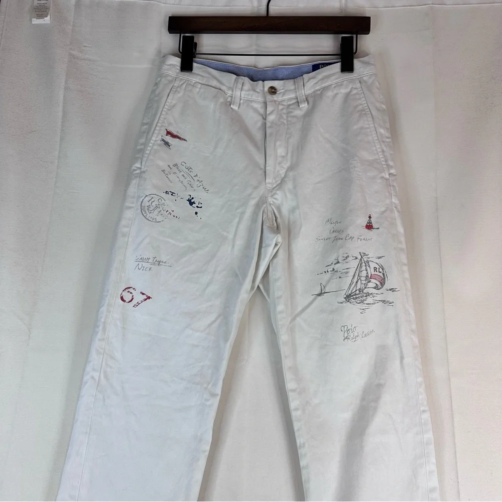 POLO RALPH LAUREN Men’s Size 30x30 Pant Khakis Straight Fit Graphic Art Design